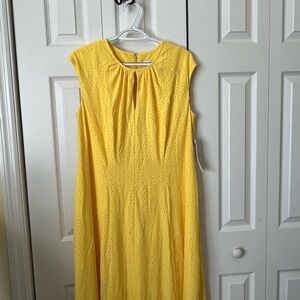 London Times Sunny Yellow Eyelet Midi Dress